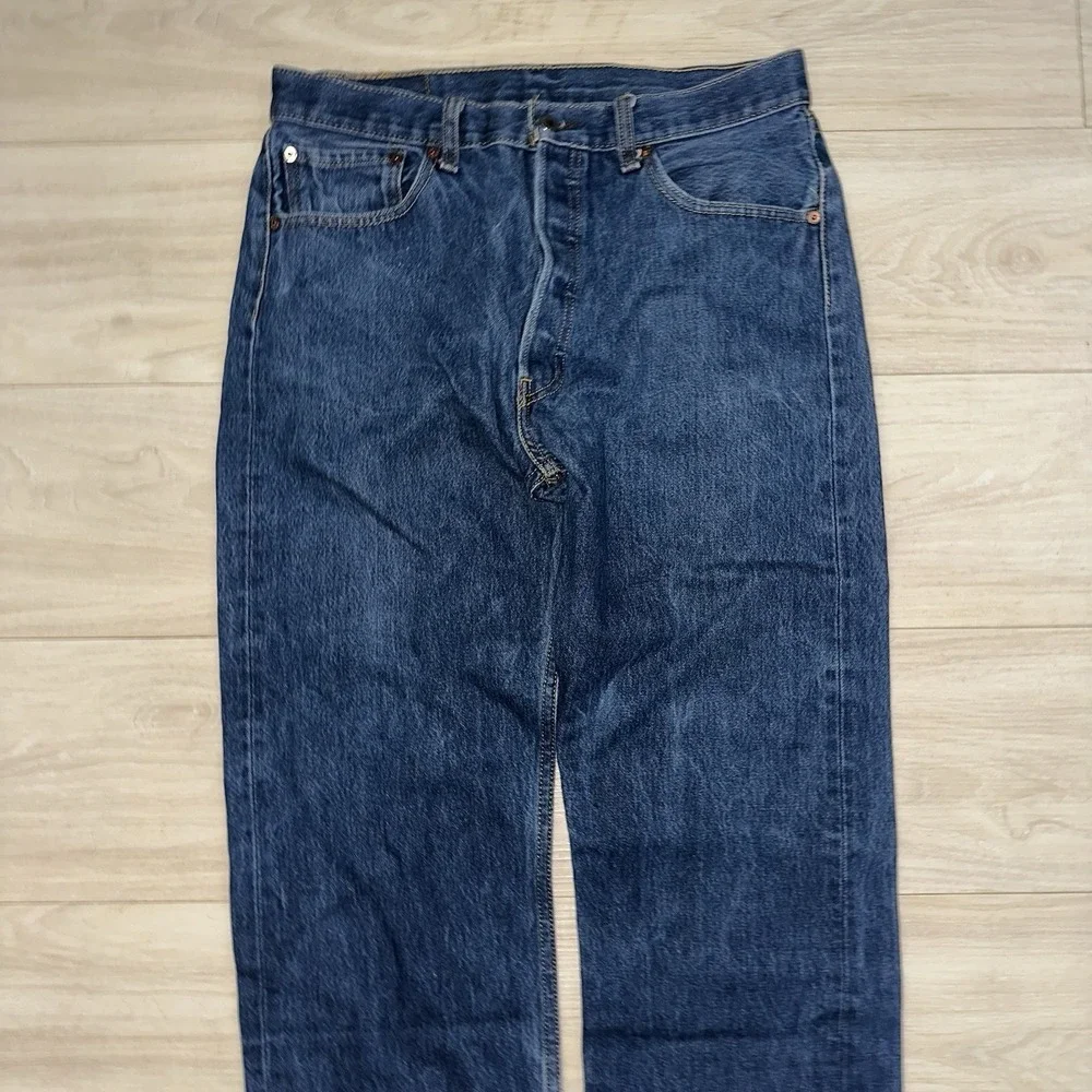 Vintage Levis 501 Jeans Mens 34x34 (Fits 32x31) Dark Wash Button Fly 90s Whisker